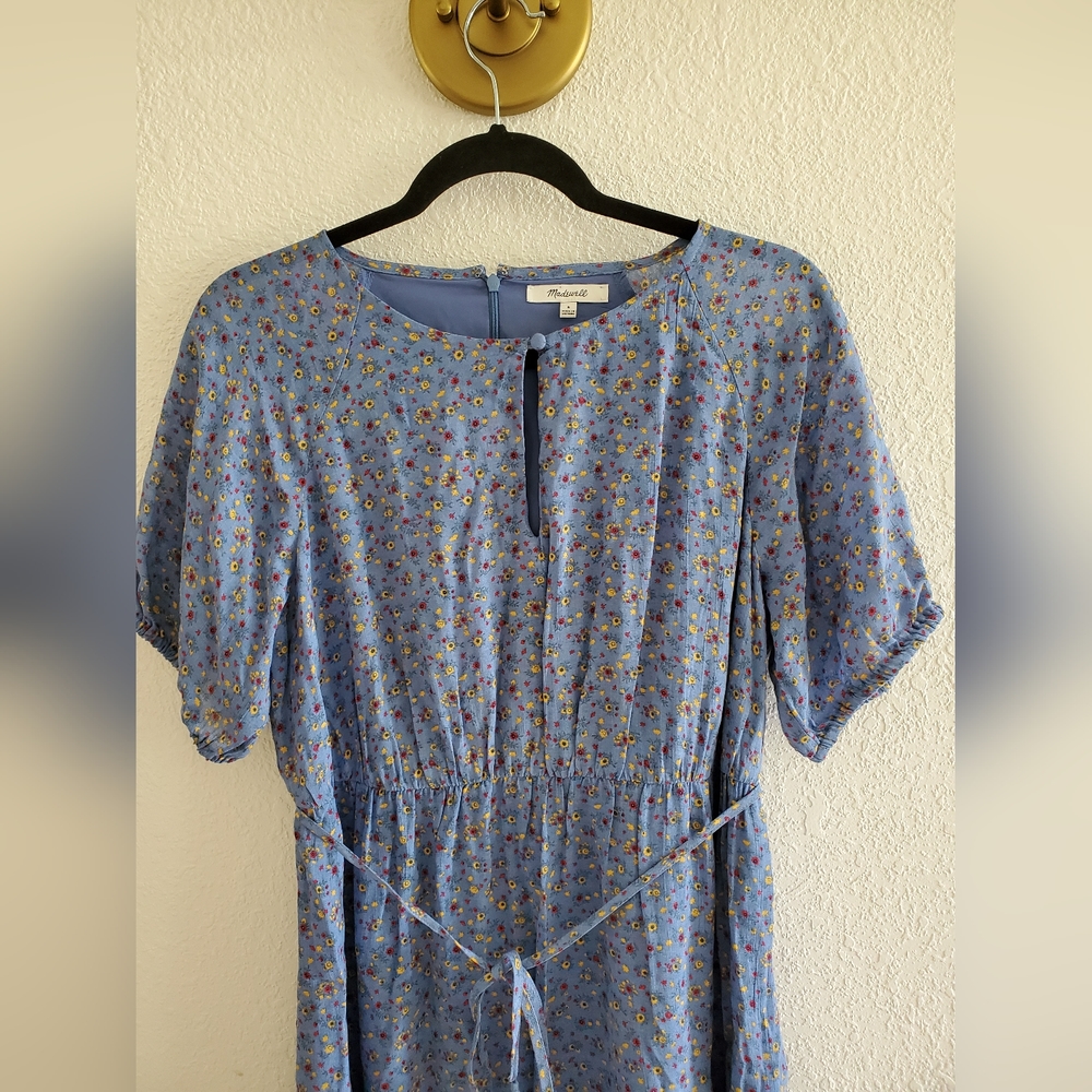 Madewell Button Dress PANSY FLORAL blue viscose Caliso Floral Size 6 $128 - Picture 9 of 16